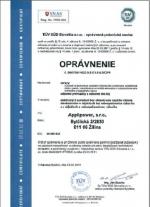 TUV - oprávnenie na opravy, montáž, odborné prehliadky a odborné skúšky VTZ elektrických